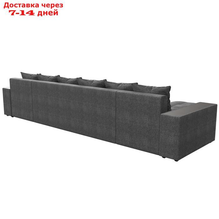 П-образный диван "Дубай", полки справа, механизм еврокнижка, рогожка, цвет серый - фото 10 - id-p226922057