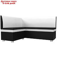 Кухонный диван "Уют", левый угол, без механизма, экокожа, цвет чёрный / белый
