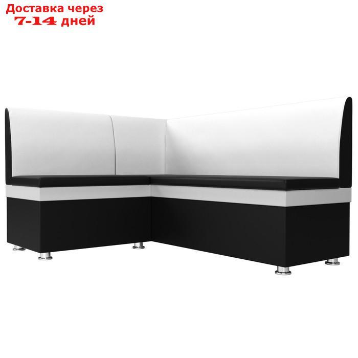 Кухонный диван "Уют", левый угол, без механизма, экокожа, цвет чёрный / белый - фото 3 - id-p226922059