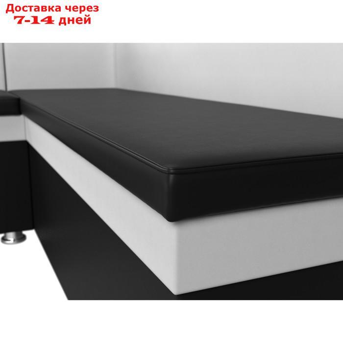 Кухонный диван "Уют", левый угол, без механизма, экокожа, цвет чёрный / белый - фото 4 - id-p226922059