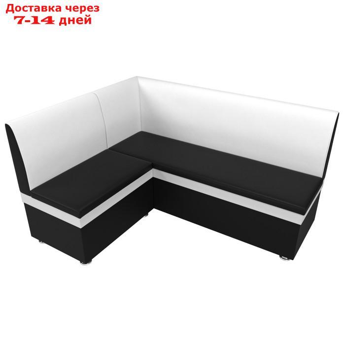 Кухонный диван "Уют", левый угол, без механизма, экокожа, цвет чёрный / белый - фото 5 - id-p226922059