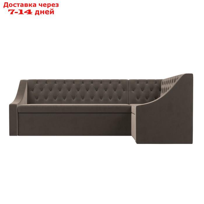 Кухонный диван "Мерлин", правый угол, механизм дельфин, велюр, цвет коричневый - фото 2 - id-p226922061