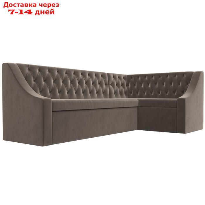 Кухонный диван "Мерлин", правый угол, механизм дельфин, велюр, цвет коричневый - фото 3 - id-p226922061