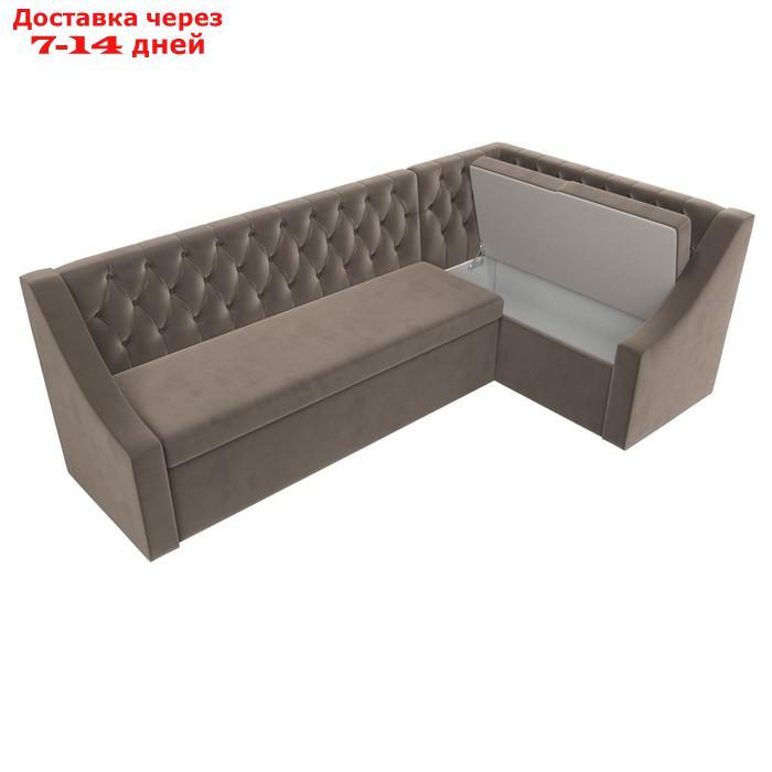 Кухонный диван "Мерлин", правый угол, механизм дельфин, велюр, цвет коричневый - фото 6 - id-p226922061