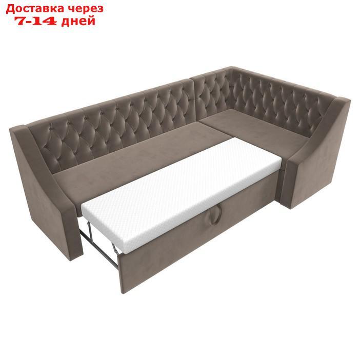 Кухонный диван "Мерлин", правый угол, механизм дельфин, велюр, цвет коричневый - фото 7 - id-p226922061