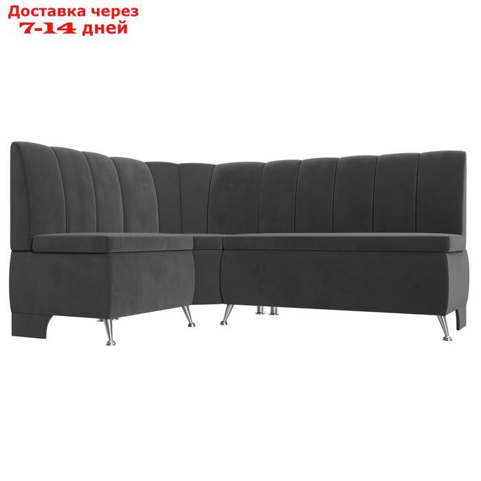 Кухонный диван "Кантри", левый угол, без механизма, велюр, цвет серый - фото 1 - id-p226922062