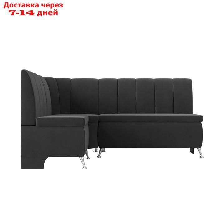Кухонный диван "Кантри", левый угол, без механизма, велюр, цвет серый - фото 2 - id-p226922062