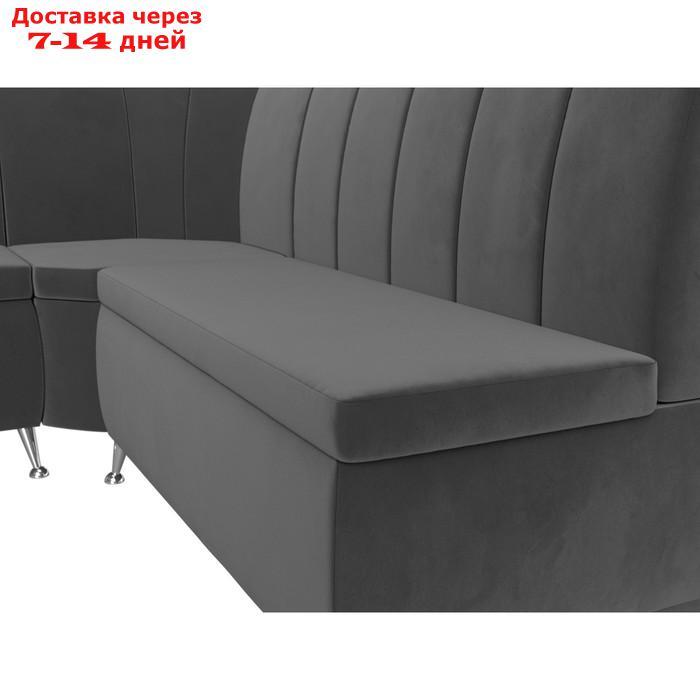 Кухонный диван "Кантри", левый угол, без механизма, велюр, цвет серый - фото 4 - id-p226922062