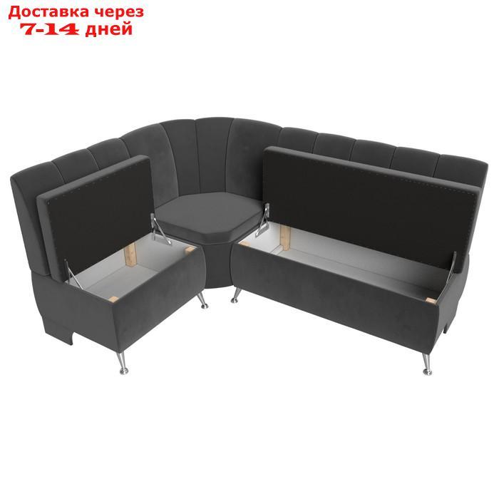 Кухонный диван "Кантри", левый угол, без механизма, велюр, цвет серый - фото 6 - id-p226922062