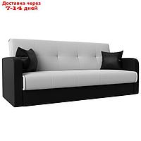 Прямой диван "Надежда", механизм книжка, экокожа, цвет белый / чёрный