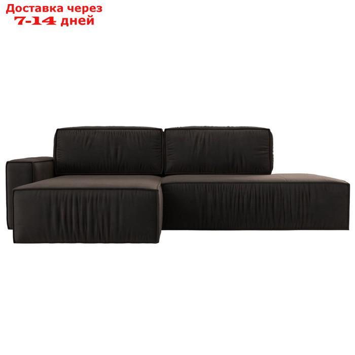 Угловой диван "Прага модерн", левый угол, механизм еврокнижка, велюр, цвет коричневый - фото 1 - id-p226922095