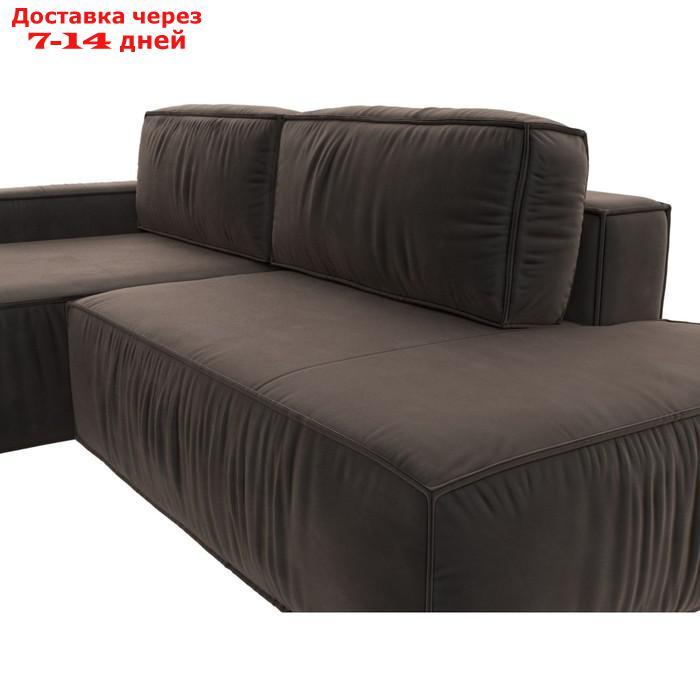 Угловой диван "Прага модерн", левый угол, механизм еврокнижка, велюр, цвет коричневый - фото 3 - id-p226922095