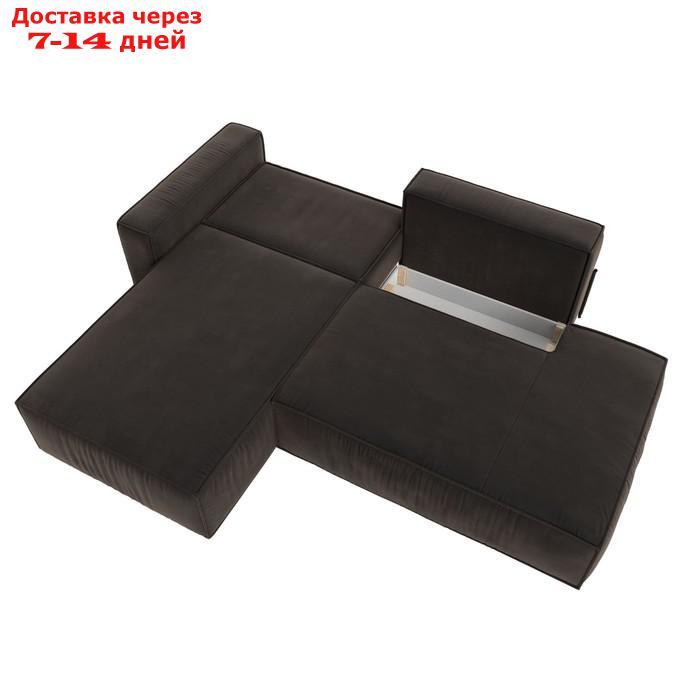 Угловой диван "Прага модерн", левый угол, механизм еврокнижка, велюр, цвет коричневый - фото 6 - id-p226922095