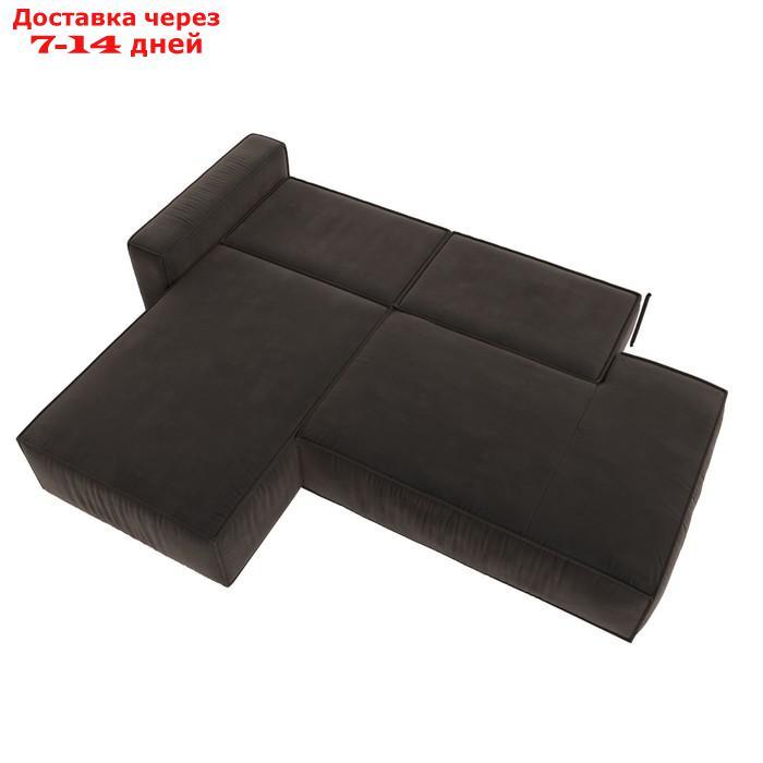 Угловой диван "Прага модерн", левый угол, механизм еврокнижка, велюр, цвет коричневый - фото 7 - id-p226922095
