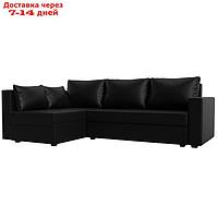 Угловой диван "Мансберг", механизм еврокнижка, угол левый, экокожа, цвет чёрный