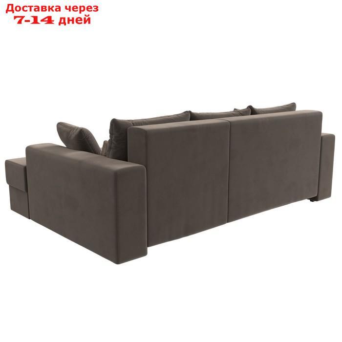 Угловой диван "Майами", правый, механизм еврокнижка, велюр, цвет коричневый / бежевый - фото 7 - id-p226922099