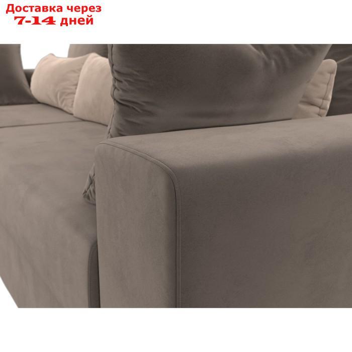Угловой диван "Майами", левый, механизм еврокнижка, велюр, цвет коричневый / бежевый - фото 5 - id-p226922100
