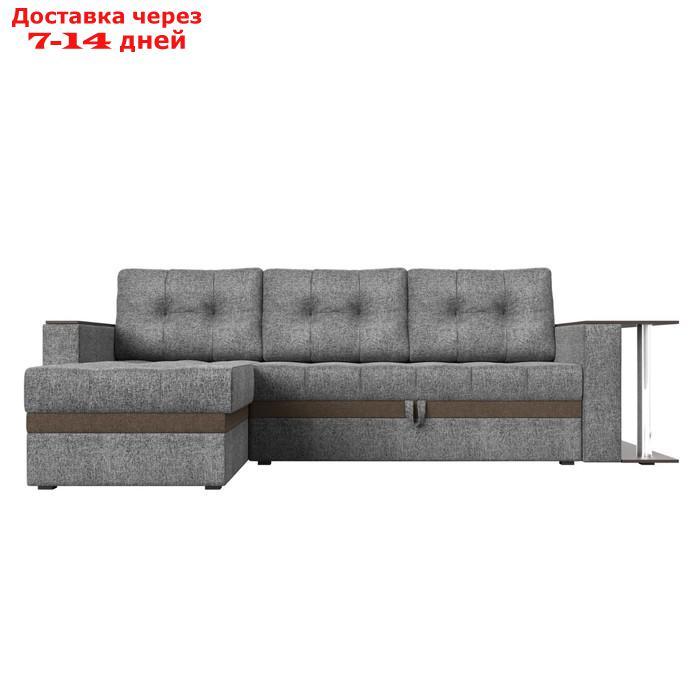 Угловой диван "Атланта М", левый, дельфин, рогожка, цвет серый / вставка коричневая - фото 3 - id-p226922112