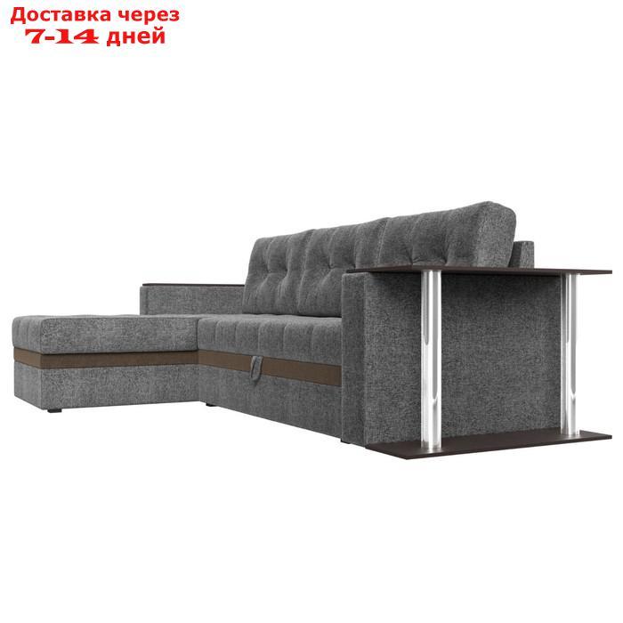 Угловой диван "Атланта М", левый, дельфин, рогожка, цвет серый / вставка коричневая - фото 4 - id-p226922112