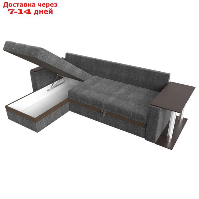 Угловой диван "Атланта М", левый, дельфин, рогожка, цвет серый / вставка коричневая - фото 8 - id-p226922112