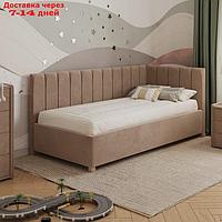 Кровать "Помпиду" без ПМ, 80×210 см, премиум велюр, цвет пески касабланки