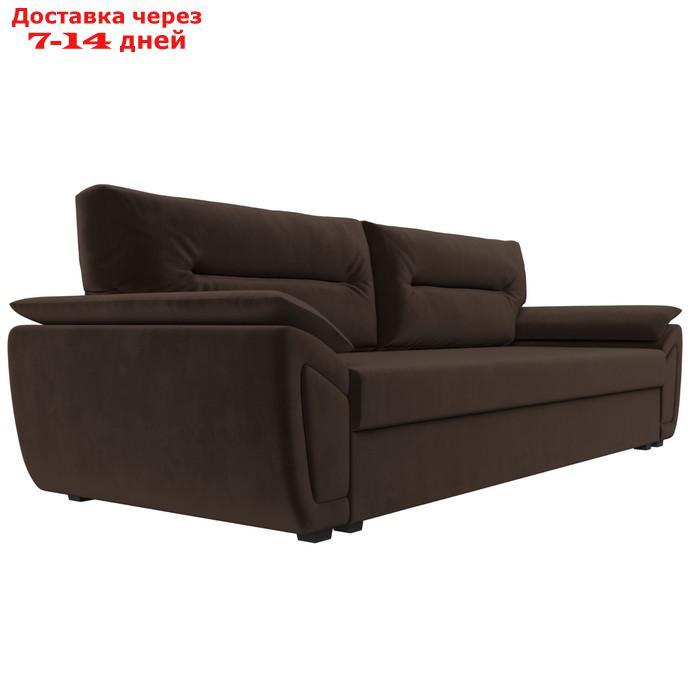 Прямой диван "Нэстор Лайт", механизм еврокнижка, микровельвет, цвет коричневый - фото 3 - id-p226922120