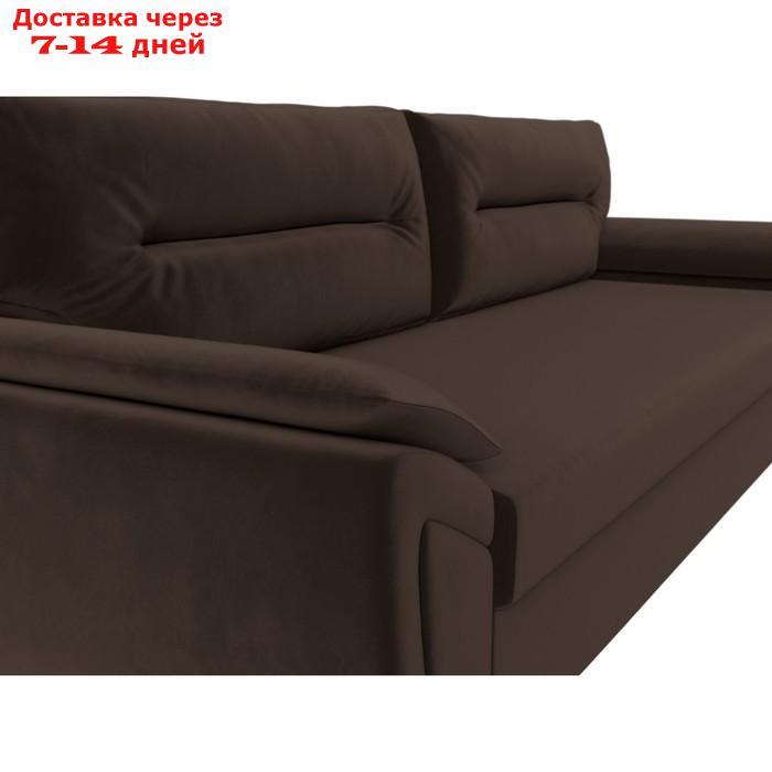 Прямой диван "Нэстор Лайт", механизм еврокнижка, микровельвет, цвет коричневый - фото 4 - id-p226922120