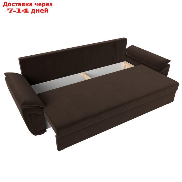 Прямой диван "Нэстор Лайт", механизм еврокнижка, микровельвет, цвет коричневый - фото 7 - id-p226922120