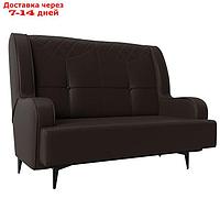 Прямой диван "Неаполь", 2-х местный, без механизма, экокожа, цвет коричневый