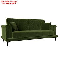 Прямой диван "Неаполь", механизм книжка, микровельвет, цвет зелёный