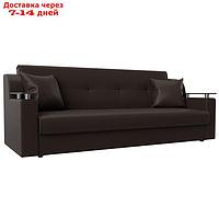 Прямой диван "Сенатор", механизм книжка, экокожа, цвет коричневый