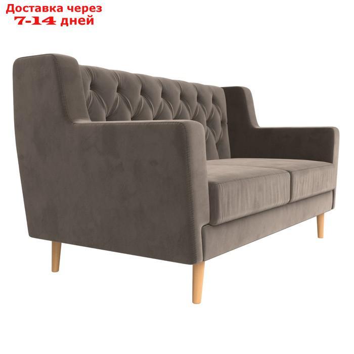 Прямой диван "Брайтон 2 Люкс", без механизма, велюр, цвет коричневый - фото 3 - id-p226922138