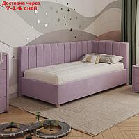 Кровать "Помпиду" без ПМ, 100×190 см, премиум велюр, цвет бутоны вишни