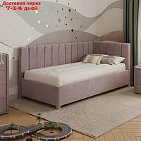 Кровать "Помпиду" с ПМ, 100×190 см, премиум велюр, цвет пыльная роза