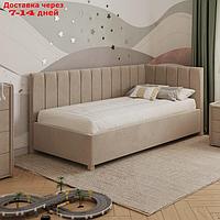 Кровать "Помпиду" без ПМ, 100×190 см, премиум велюр, цвет песчаный бриз