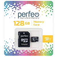 Карта памяти Perfeo MicroSDXC 128GB (Class 10) + адаптер / PF128GMCSX10U1A