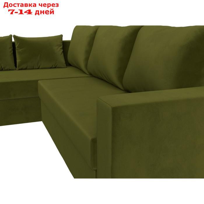Угловой диван "Мансберг", механизм еврокнижка, угол левый, микровельвет, цвет зелёный - фото 5 - id-p226922180