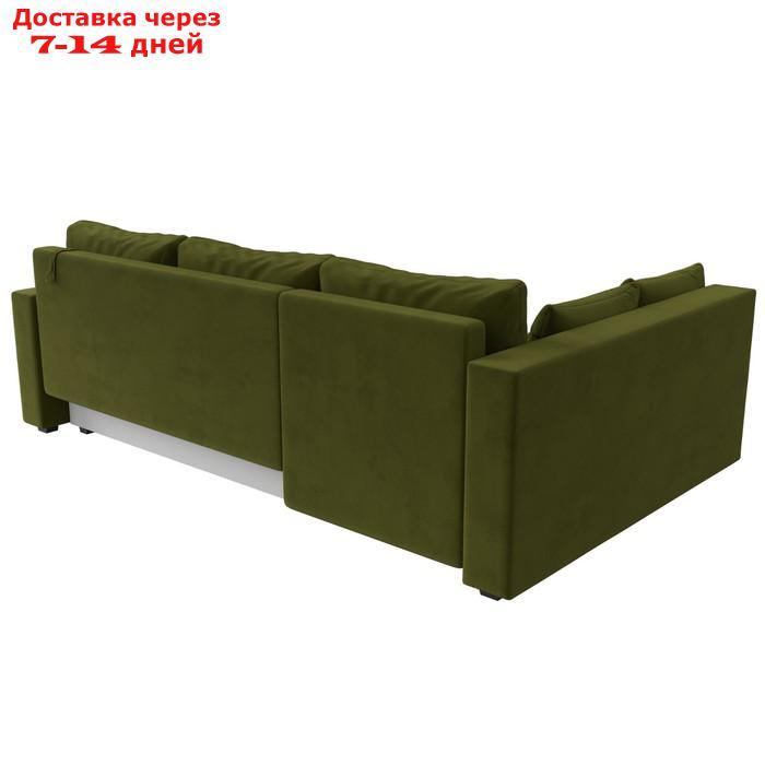 Угловой диван "Мансберг", механизм еврокнижка, угол левый, микровельвет, цвет зелёный - фото 7 - id-p226922180