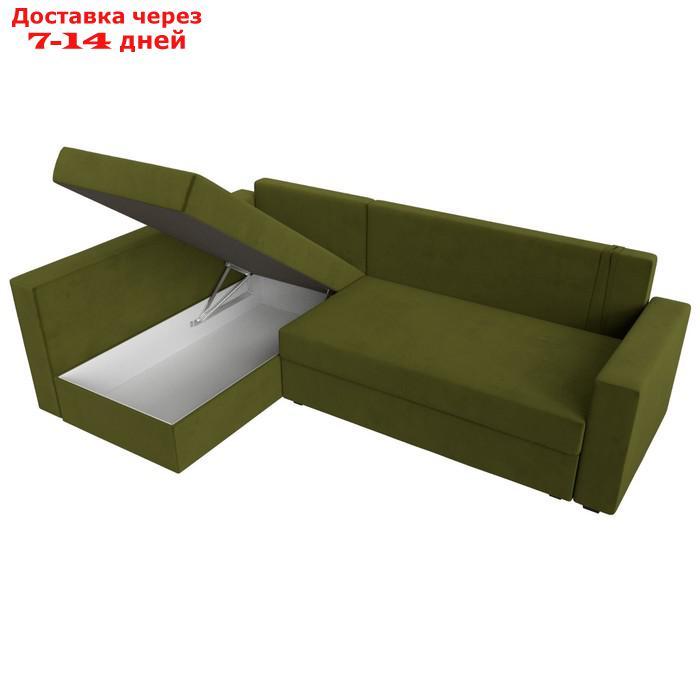 Угловой диван "Мансберг", механизм еврокнижка, угол левый, микровельвет, цвет зелёный - фото 8 - id-p226922180