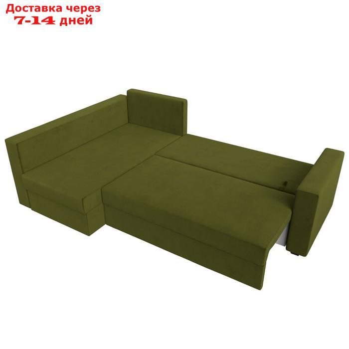 Угловой диван "Мансберг", механизм еврокнижка, угол левый, микровельвет, цвет зелёный - фото 10 - id-p226922180