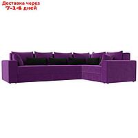 Угловой диван "Майами Long", правый, механизм еврокнижка, микровельвет, фиолетовый/чёрный