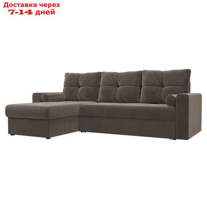 Угловой диван "Верона", левый угол, механизм дельфин, велюр, цвет коричневый - фото 1 - id-p226922438