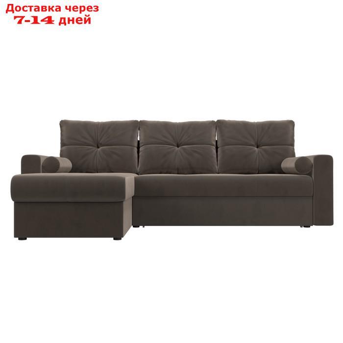 Угловой диван "Верона", левый угол, механизм дельфин, велюр, цвет коричневый - фото 3 - id-p226922438