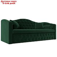 Прямой диван "Мечта", механизм дельфин, велюр, цвет зелёный