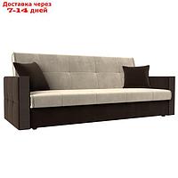 Прямой диван "Валенсия", механизм книжка, микровельвет, цвет бежевый / коричневый