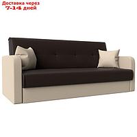 Прямой диван "Надежда", механизм книжка, экокожа, цвет коричневый / бежевый