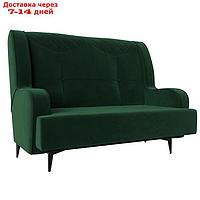 Прямой диван "Неаполь", 2-х местный, без механизма, велюр, цвет зелёный