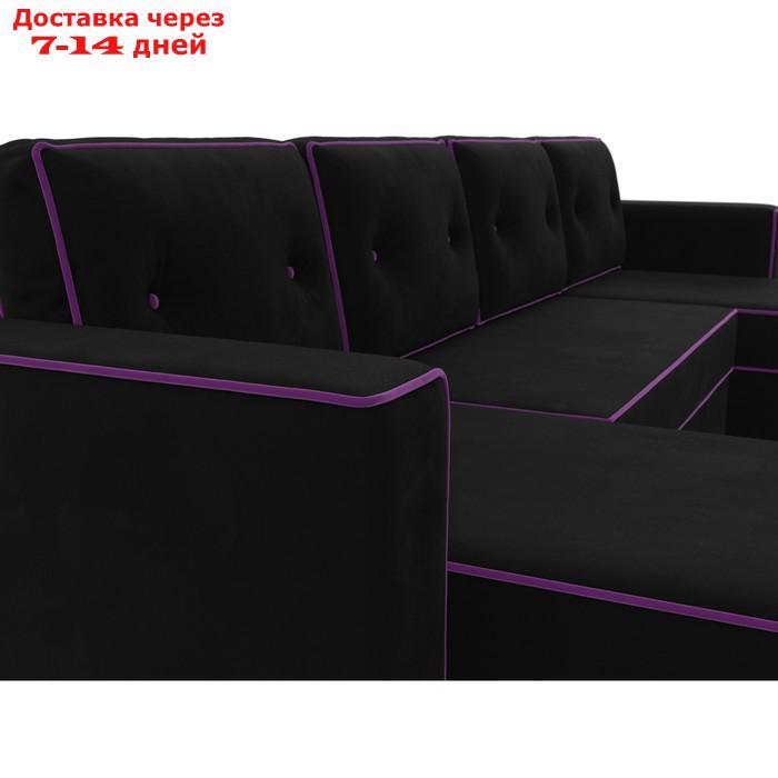 П-образный диван "Принстон", механизм еврокнижка, микровельвет, цвет чёрный - фото 5 - id-p226922529