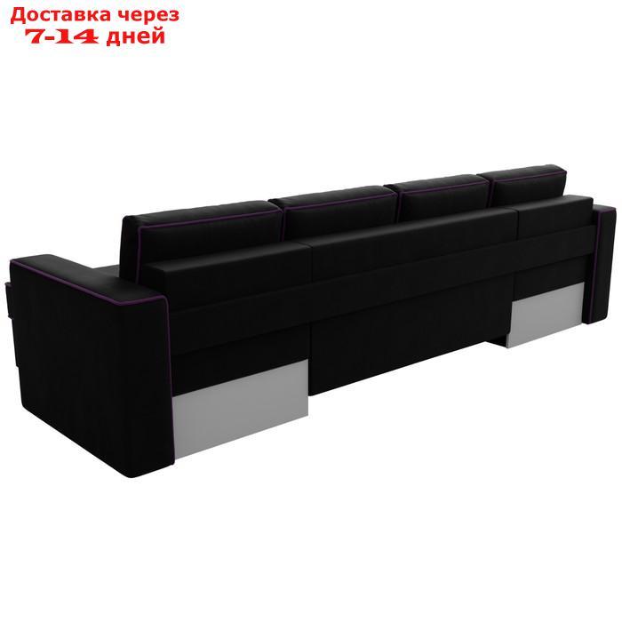 П-образный диван "Принстон", механизм еврокнижка, микровельвет, цвет чёрный - фото 10 - id-p226922529