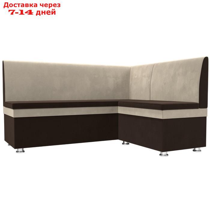 Кухонный диван "Уют", правый угол, без механизма, микровельвет, цвет коричневый / бежевый - фото 1 - id-p226922531